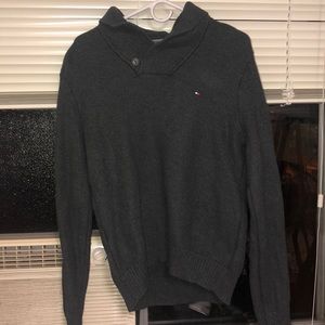 Men’s Grey Tommy Hilfiger Sweater Wrapped Collar